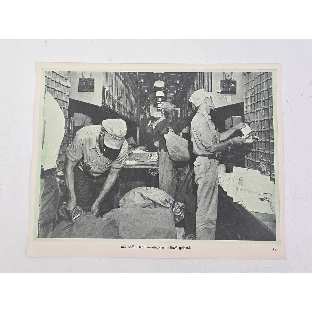 Vintage 1940s Sorting Mail Railroad Post Office Mail Car 11x8.5 Photo Print #5